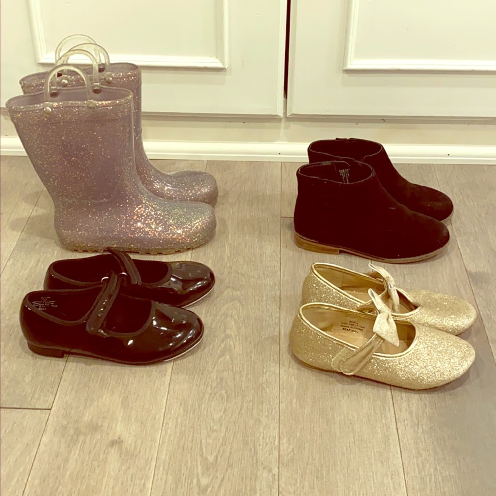 FOUR pairs toddler girl size 10 shoes!